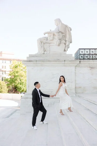 Abby and Martin during their engagement session at the National Mall